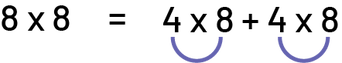 Une phrase mathématique : 8 fois 8 égal 4 fois 8, plus 4 fois 8.