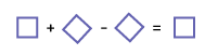 An equation that shows how students need to use the same number of the same forms. Equation shows square, plus, diamond, minus, diamond, equal square.