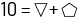 A fill in the blank equation 10, equals, triangle, plus pentagon.