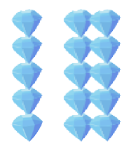 Sprite en forme de diamant. Ils sont placés sur 3 colonnes de 5 diamants. 