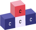 4 cubes nommés « c ». 