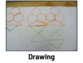 On a paper, an increasing pattern was drawn with geometric shapes.