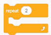 Blocks of code: Control block stating “repeat 2”.