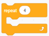 Blocks of code: Control block stating “repeat 2”.