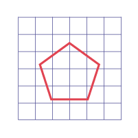 Sur un espace quadrille, il y a un pentagone.