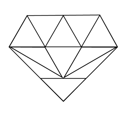 Une figure à cinq côtés formés de triangles équilatéraux, isocèles, et scalènes.  