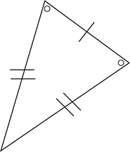 Un triangle formé de deux côtés congrus et deux angles égaux, et un côté plus court et un angle différent.