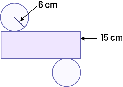 Développement d’un cylindre. Le rayon de la base est de 6 centimètres. La largeur du côté est de 15 centimètres.