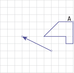 Une figure est sur un plan quadrillé. Une flèche indique la direction et la longueur de la translation.