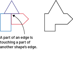 A shape is composed of triangles and rectangles.