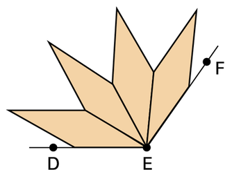 An obtuse angle with points 'd', 'e' and 'f' identified. There are four parallelograms placed in the angle.