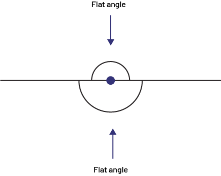 There is an angle on either side of a horizontal line, measuring a flat angle.