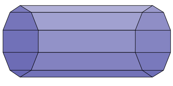 There is a three-dimensional prism placed on its side.