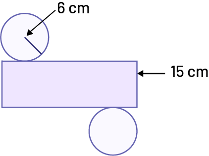 Development of a cylinder. The radius of the base is 6 centimeters. The width of the side is 15 centimeters.